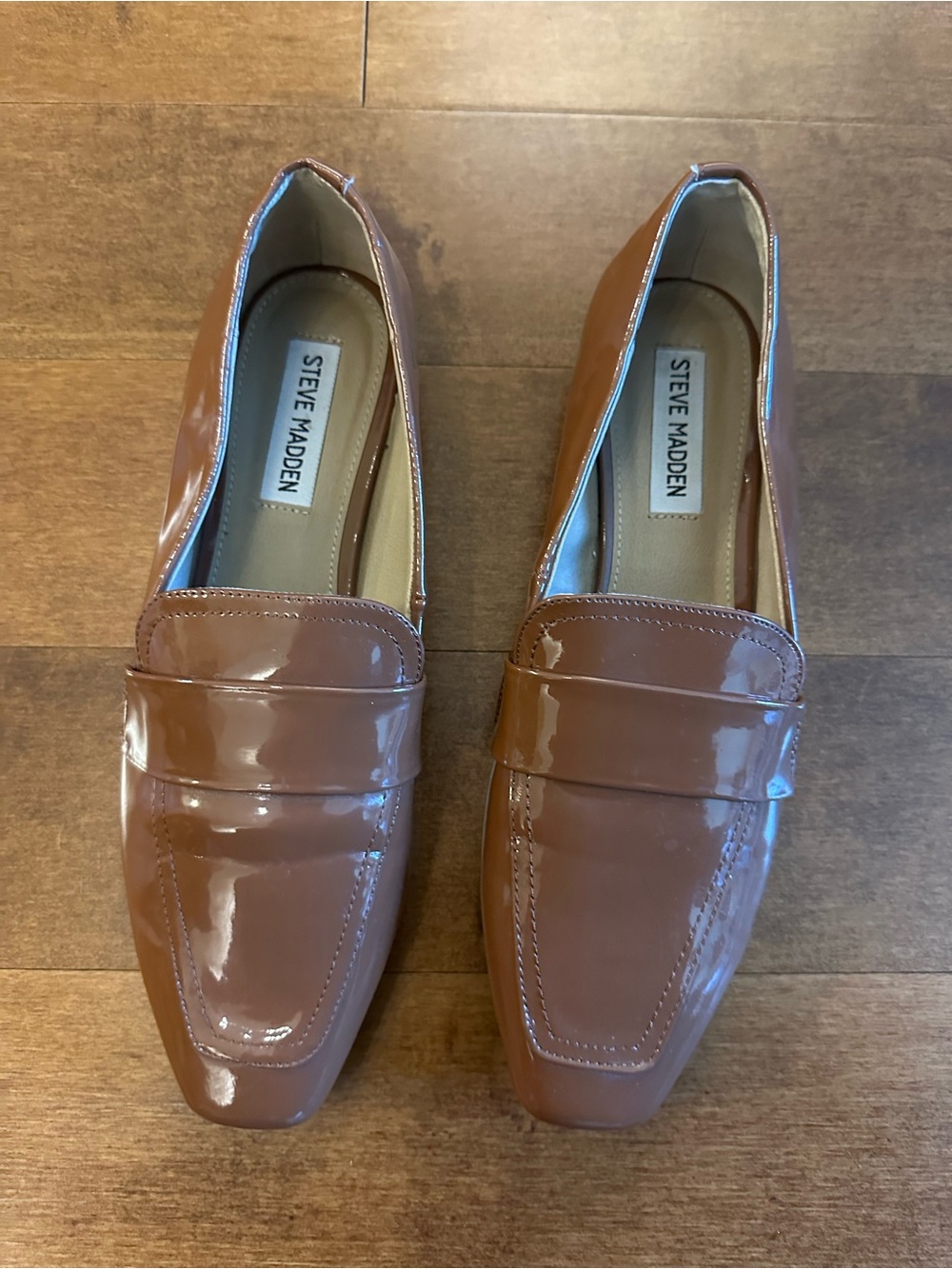 Steve Madden Patent Loafers in Cognac Brown